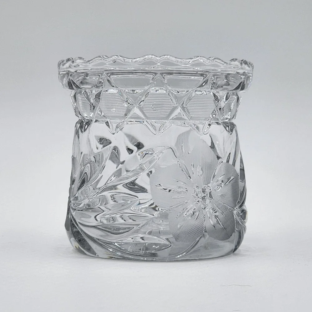 McKee Clematis Sugar Bowl Innovation Cut Clear Pressed Glass EAPG Antique 1910s
